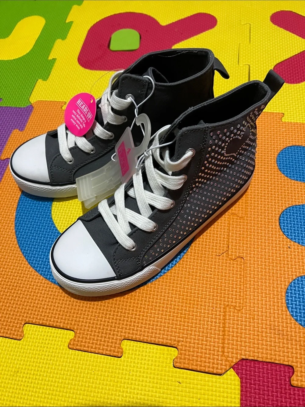 The Children's Place Black High-Top Sneakers with White Toe and Laces